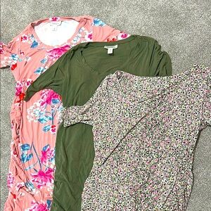 Floral and Solid maternity Dresses Set of 3
